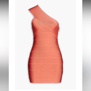 Hervé Léger París 
Women's Orange One-shoulder Bandage Mini Dress